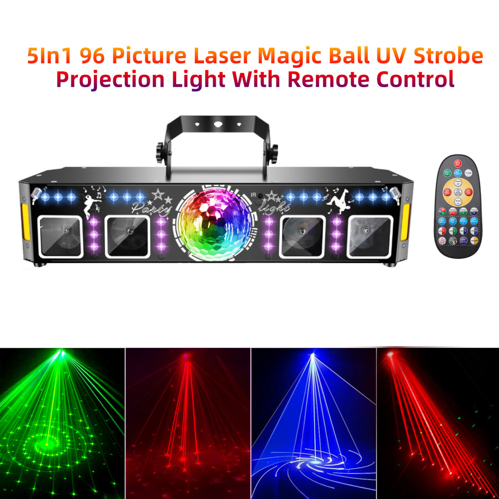 5In1 96 Picture Laser Magic Ball UV Strobe Projection Light With Remote Control