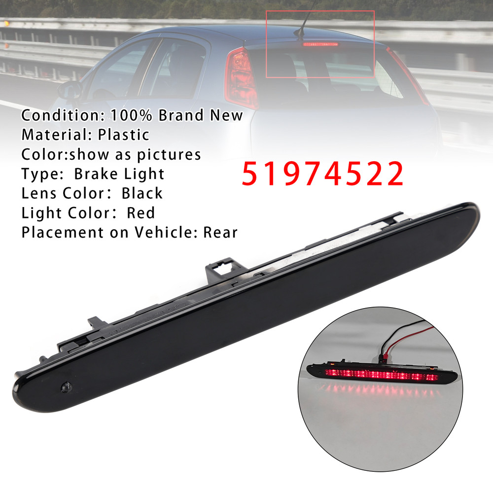 2008-2015 Abarth Grande Punto Evo Rear Third Brake Light Lamp 51974522 Black Generic