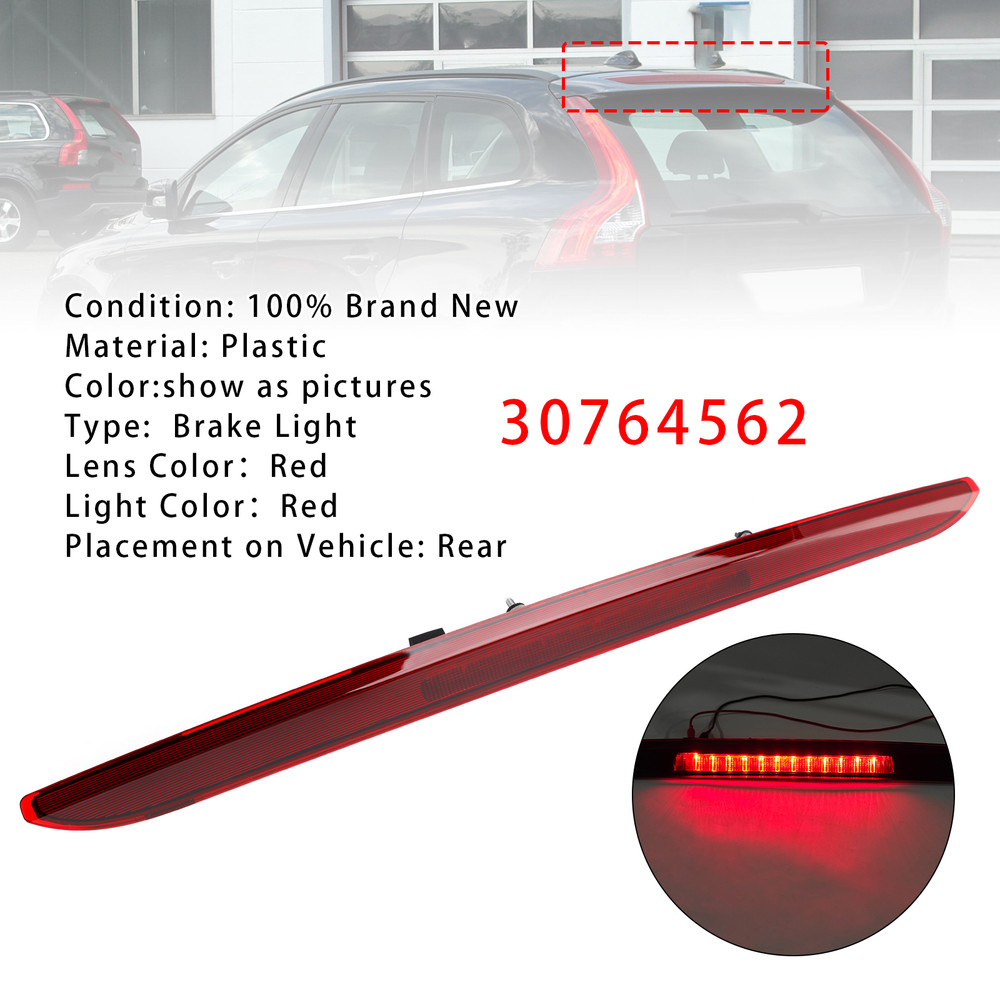 2008-2017 Volvo XC60 Rear Third Brake Light Lamp 30764562 Red Generic
