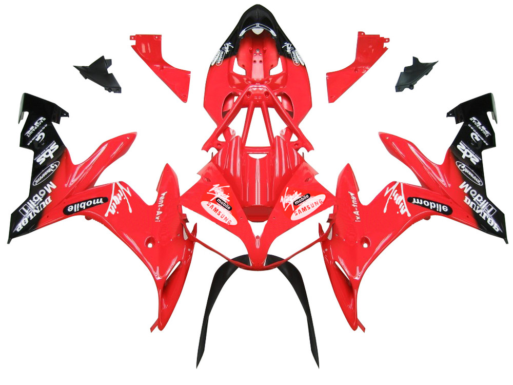 Fairings Yamaha YZF-R1 Red Black Virgin Mobile  Racing (2004-2006)