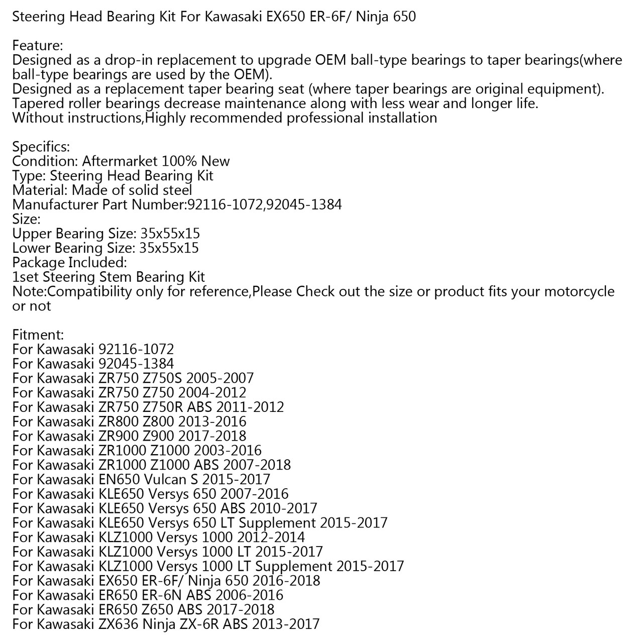 Steering Stem Bearing Seal Kit for Kawasaki Ninja ZX-6R KLZ1000