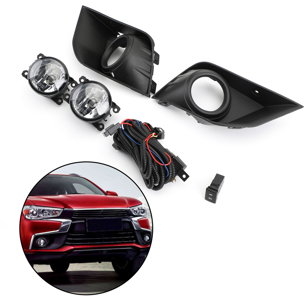 Front Bumper Fog Light Kit For Mitsubishi Outlander Sport ASX RVR