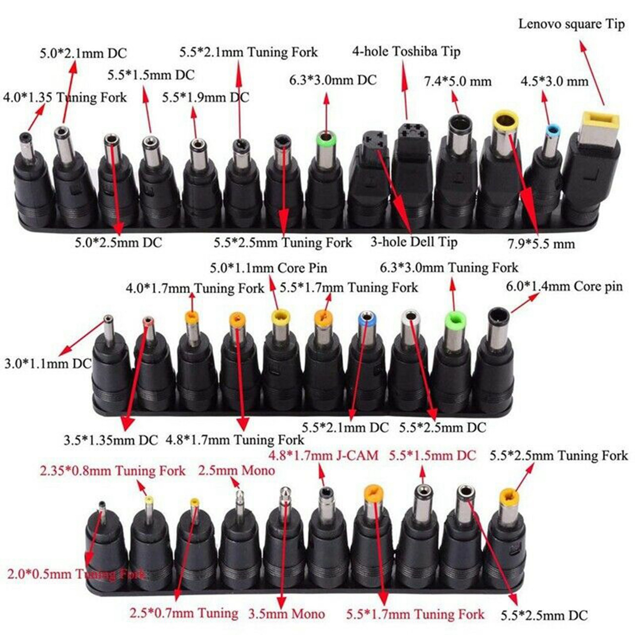 34 Tips Universal Power Supply Adapter Charger Jack Plug Kit for