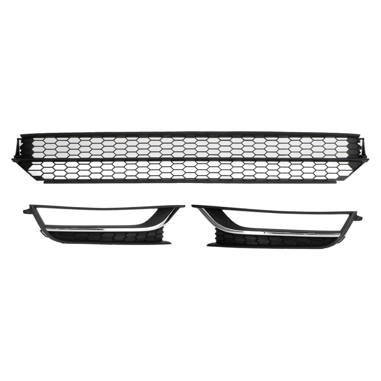  Chrome Front Bumper Lower Grille+Fog Light Cover Fit For  Compatible with VW Passat B7 2012 2013 2014 2015 USA Version : Automotive