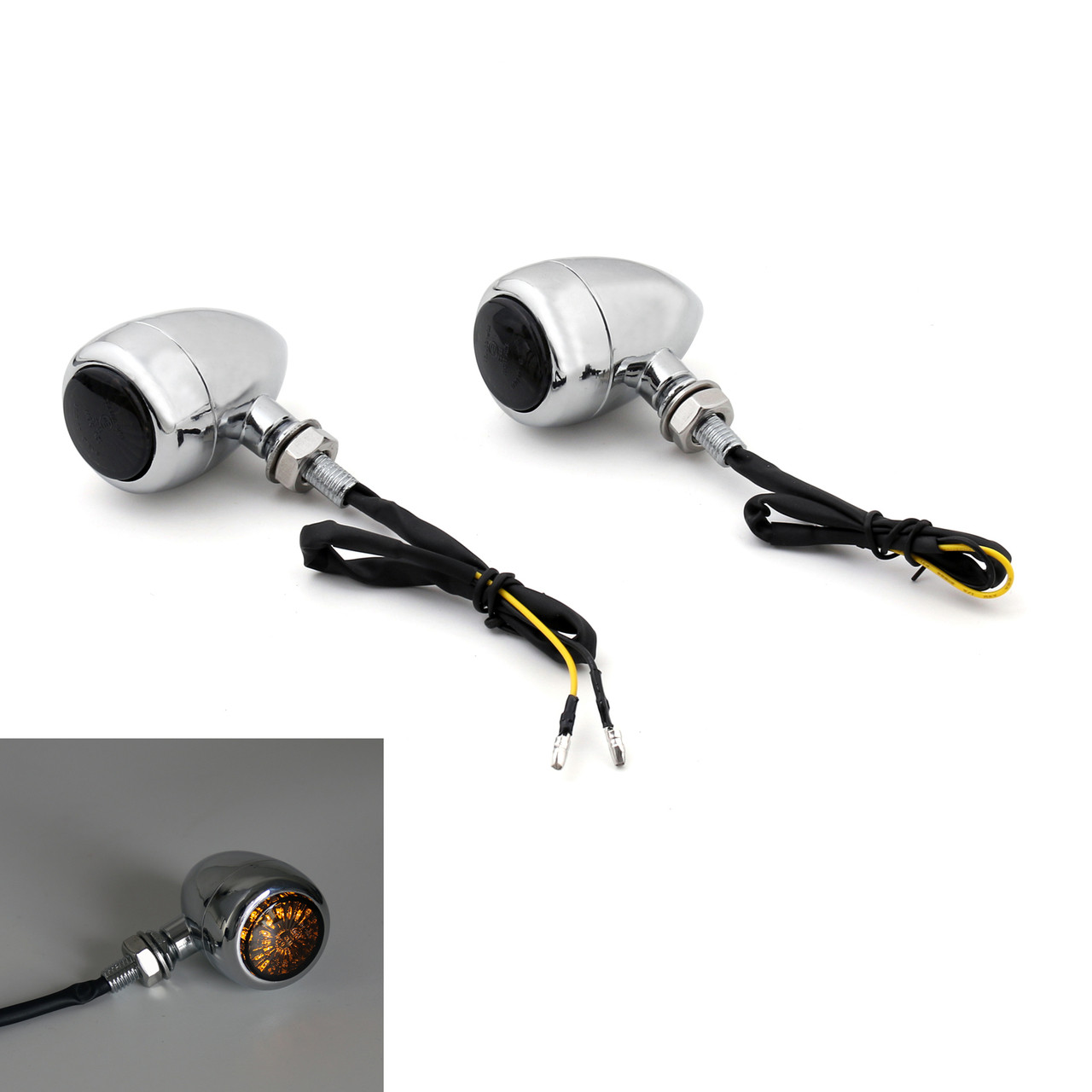 Bullet LED Turn Signals Indicators Cruiser Harley Chopper Cafe Racer ...