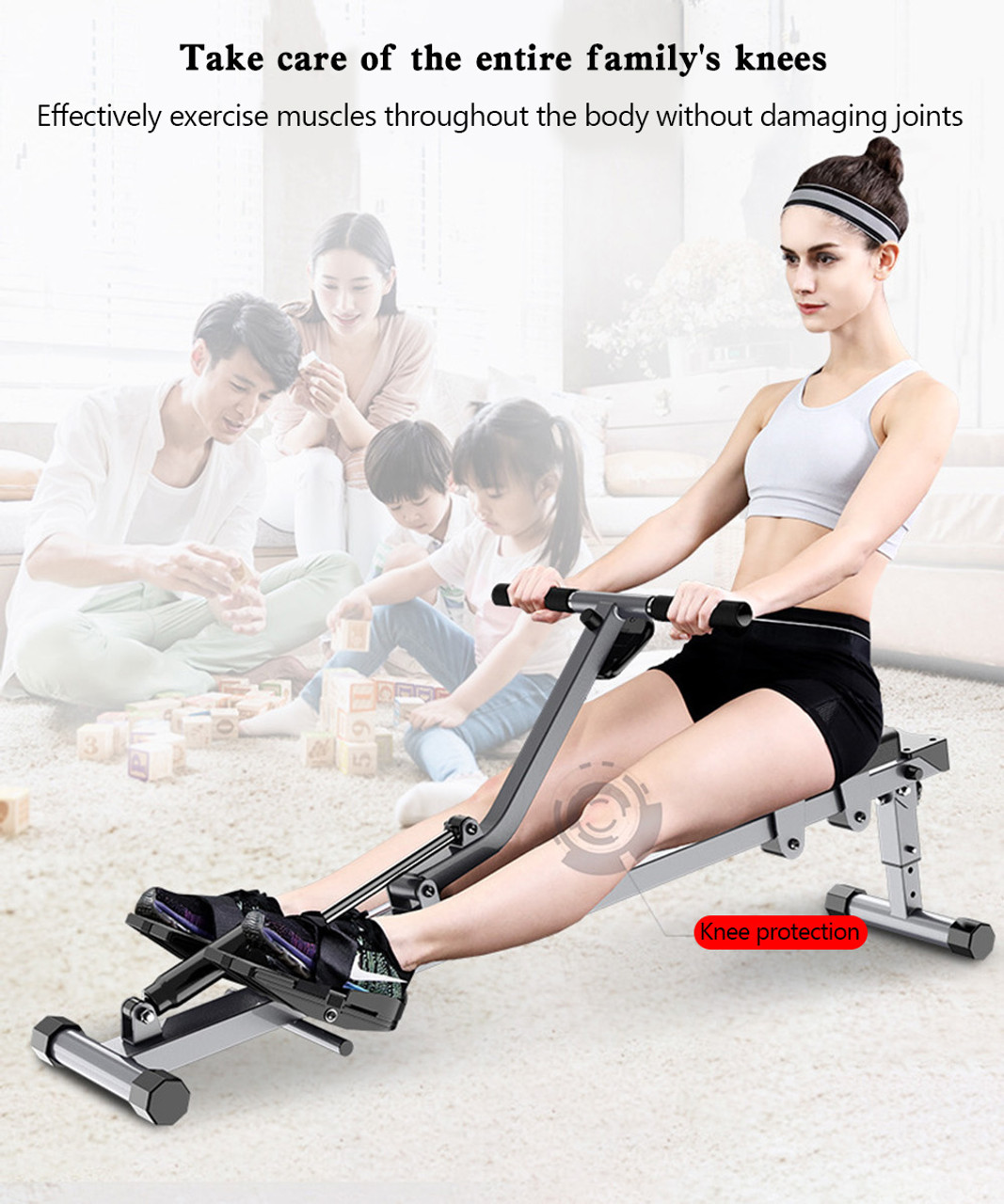 Folding Mute Single Bar Rowing Machine Rower Exercise for Home