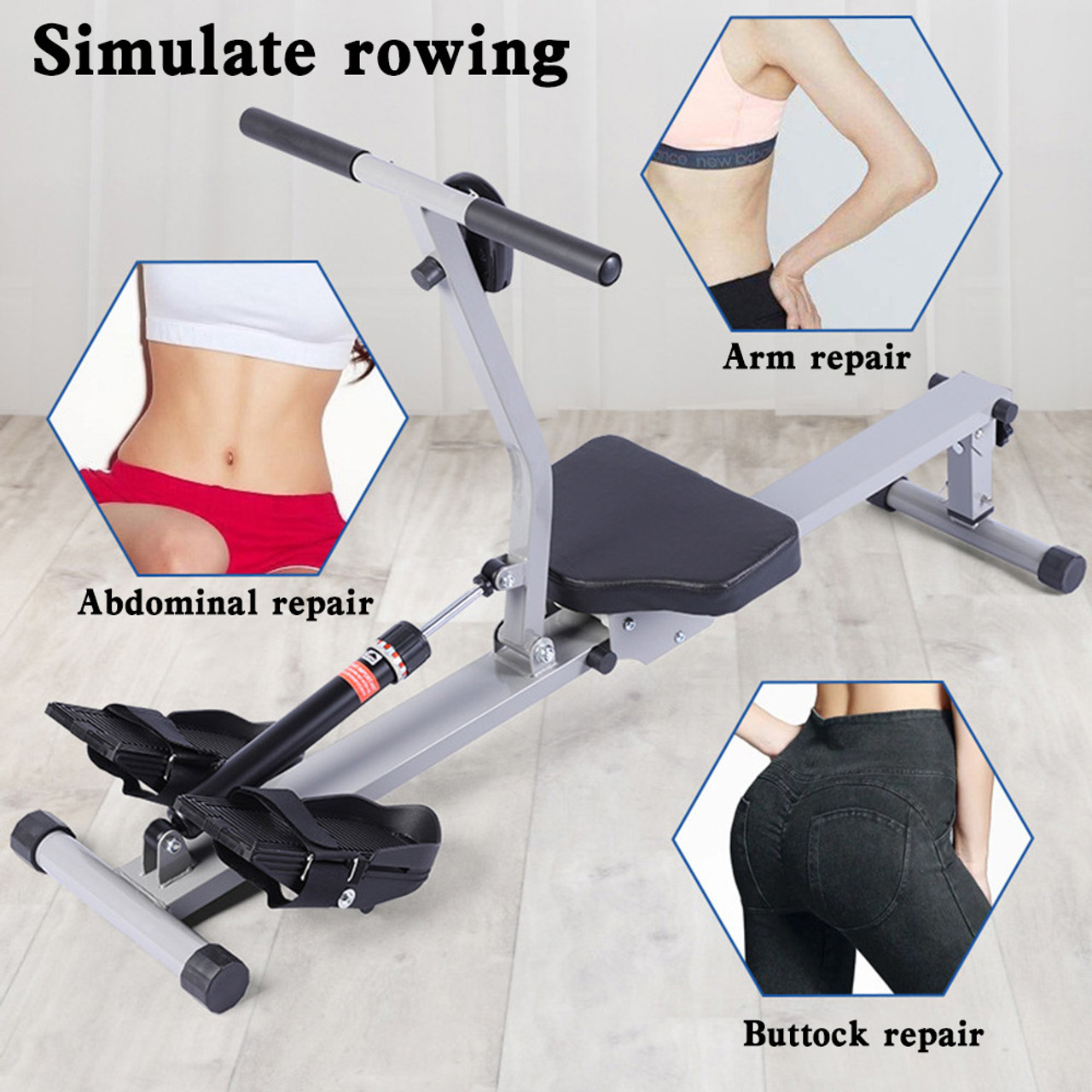 Folding Mute Single Bar Rowing Machine Rower Exercise for Home