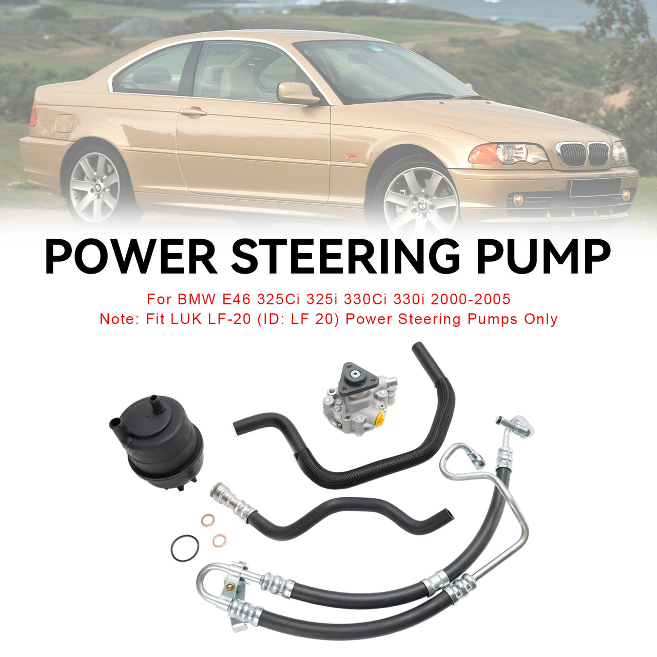 Power Steering Pump Kit Fit BMW E46 320i 323i 325i 328Ci 328i 330i
