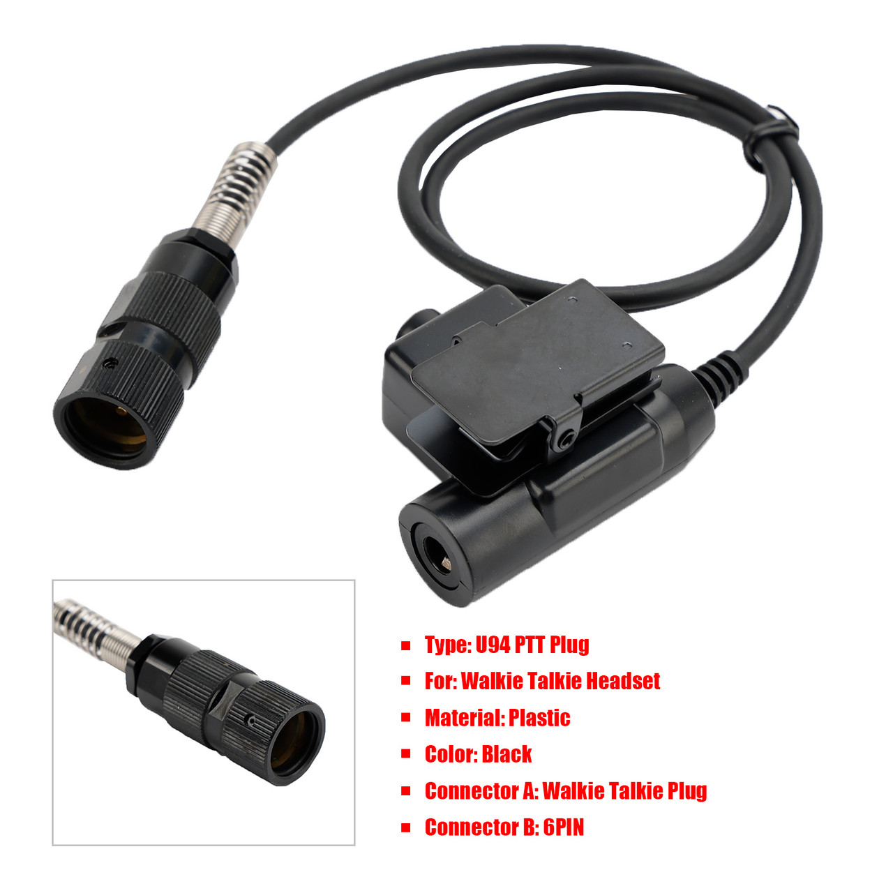6-Pin U94 PTT Key Switch Connector For PRC-152 PRC-148 Radio