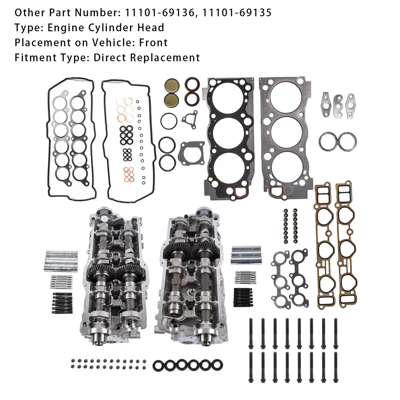 1995-1998 TOYOTA T100 3.4L 2PCS Cylinder Head & Gaskets & Bolts