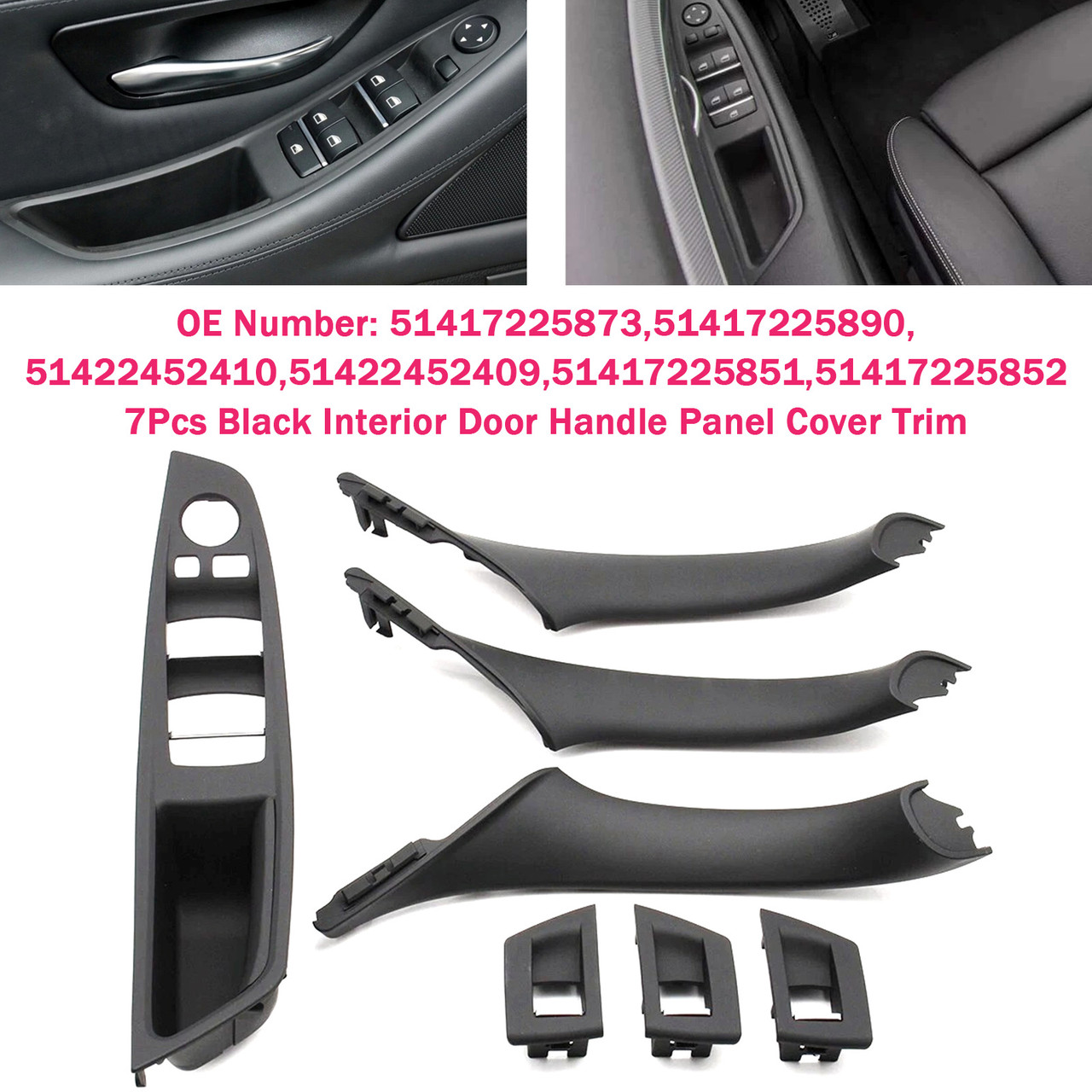 2010-2016 BMW 520 523 525 528 530 535 F10 7Pcs Left & Right Black