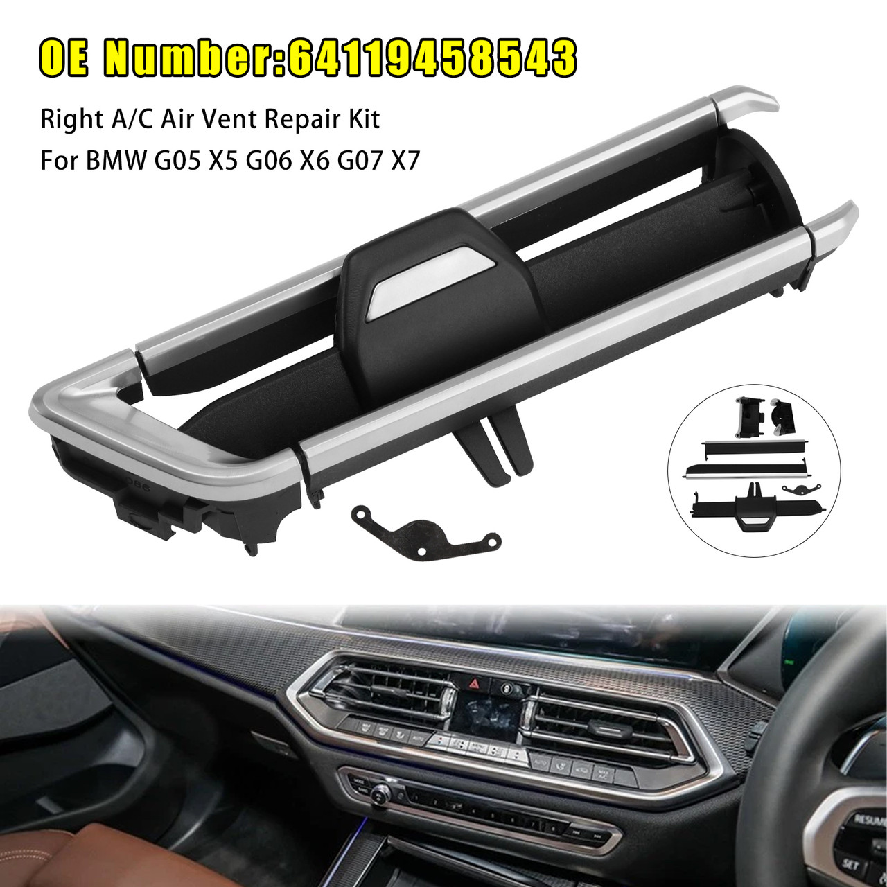 2019-2021 BMW G05 G06 G07 X5 X6 X7 Right A/C Air Vent Repair Kit