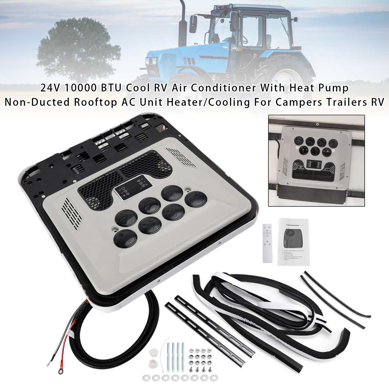 24V 6000 BTU RV Air Conditioner Heat Pump Non-Ducted AC Unit