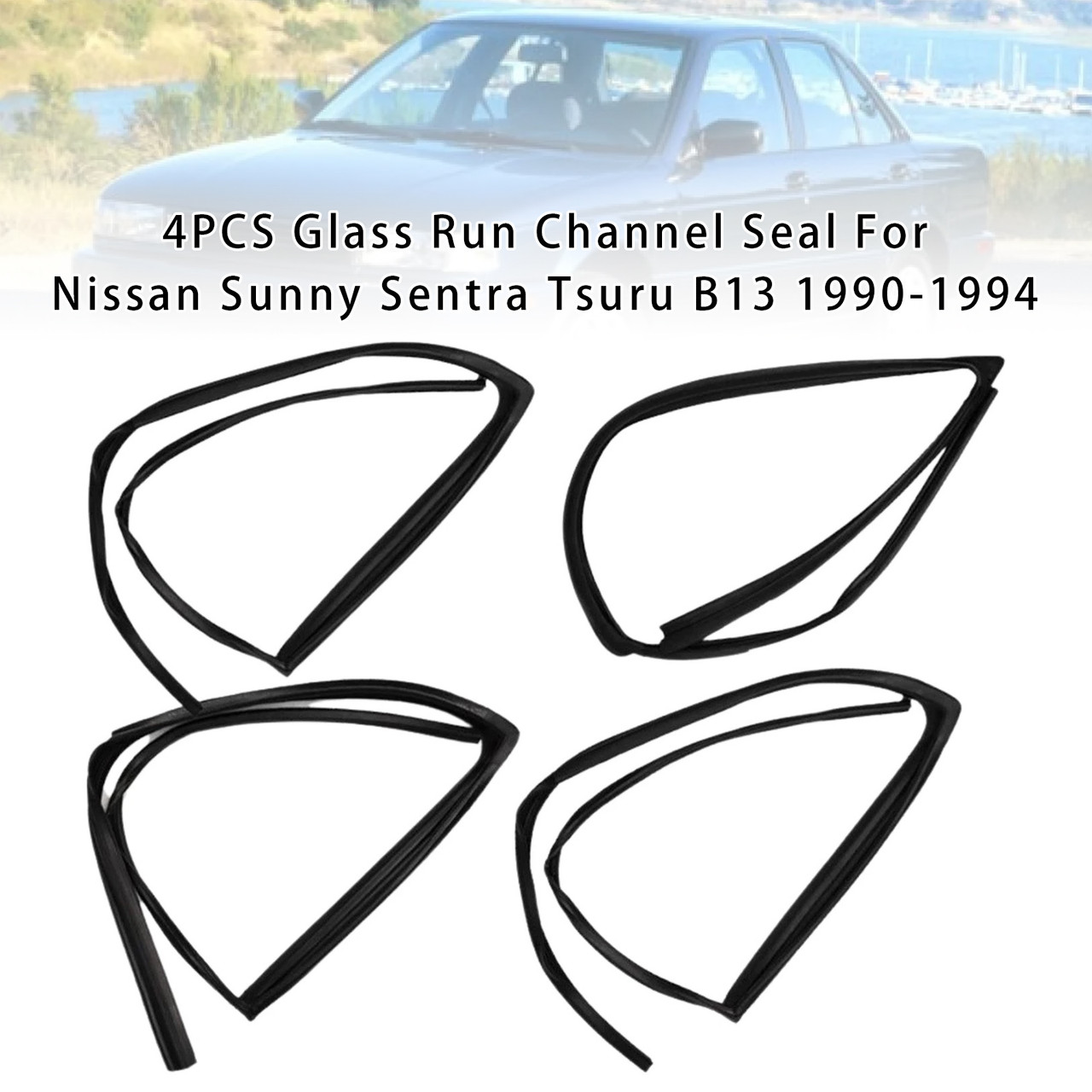 1990-1994 Nissan Sunny Sentra Tsuru B13 4PCS Glass Run Channel