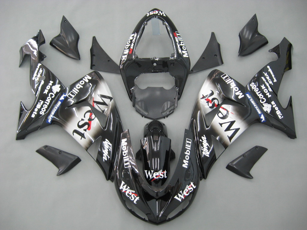 2006-2007 Kawasaki ZX 10R Amotopart Fairings Black White West
