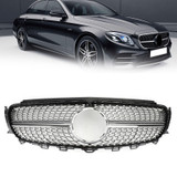 2017-2019 Benz E200 E250 E300 Sedan Diamond Silver Border Front Grille Grill Generic
