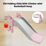  3In1 Kid Folding Slide With Climber,Basketball Hoop,Freestanding Slide Toy Pink