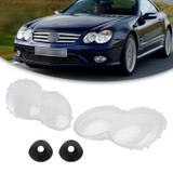 2003-2008 Mercedes Benz W230/R230 SL500 SL600 2Pcs Headlight Shell Lens Cover+Glue Generic