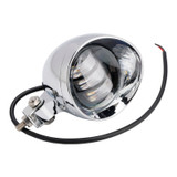 Motorcycle Beam Headlight Fog Lamp Custom Chrome Fits For Racer Bobber Chopper