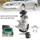 2001-2005 Honda Civic 1.7L Ignition Switch Lock Cylinder with 2 Keys (with Chip) Generic