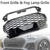 2021-2025 Audi Q5 SQ5 RSQ5 Style Front Honeycomb Mesh Grille Gloss Black Generic