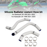 2021-2025 Kawasaki ZX-10R ZX-10RR Silicone Radiator coolant Hose kit White Generic