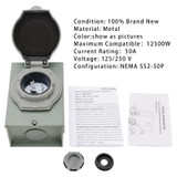50Amp RV Generator Inlet Box NEMA SS2-50P Power Inlet Box 125/250V