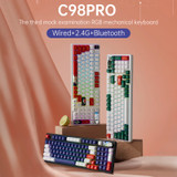 98-Key 2.4G Wireless Bluetooth Three-Mode Mechanical Keyboard DIY Customized RGB Black