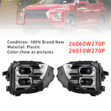 2022-2025 Mitsubishi Eclipse Cross Front Left+Right LED Headlight 26060W270P 26010W270P Generic
