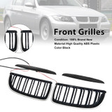 2004-2007 BMW 3 Series E90 320i 323i 328i 335i Front Kidney Double Slat Grille Black Generic