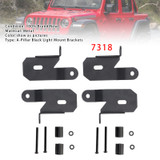 2018-2019 Jeep Wrangler JL 2 Pack 7318 A-Pillar Black Light Mount Brackets Generic