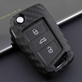 2015-2019 Volkswagen Polo Golf Tiguan Leather Silicone Car Key Case Cover With Buckle Generic
