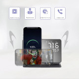 6-in-1 Wireless Charging Station Charger Clock LED Digital Display Alarm Clock