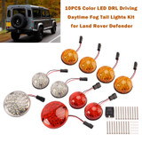 10PCS Color LED DRL Driving Daytime Fog Tail Lights Kit for Land Rover Defender