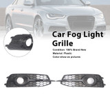 2X Car Front Bumper Fog Light Grilles For Audi A6 C7 S-Line 2012-2014