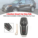 4 Button Smart Car Key Fob M3N-A2C31243800 315Mhz ID49 Chip For Ford