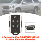 6 Button Car Key Fob M3N32337100 315Mhz Silver For Chevrolet