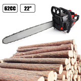 62cc Chainsaw 22" Bar Powered Engine 2 Cycle Gasoline Chain Saw Red