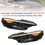 Left+Right LED Headlight Assembly 92101AA740 For Hyundai Elantra 2024-2025