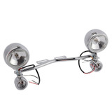 Motorcycle Beam Fog Lamp Custom Chrome W/ Bracket Fits For Racer Bobber Chopper