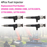 4Pcs 295050-1980 Fuel Injector 1J770-53050 1J770-53070 1J770-53051 For Kubota