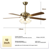 52-Inch Vintage Ceiling Fan with Light