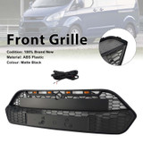 Matte Black Front Bumper Grille Grill Fit Ford Transit Custom 2013-2017 W/LED