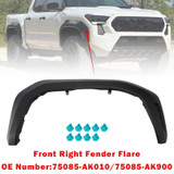 Front Right Fender Flare 75085-AK900 With Clips For Toyota Tacoma 2024-2026
