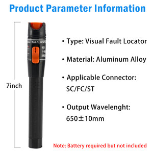 10MW Visual Fault Locator Fiber Optic Tester VFL Fiber Optic Cable Tester + FC