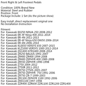 Front Footrest Pedals Foot Pegs for Kawasaki EX250 NINJA 250 (08-12) ER-4F Ninja 400 (11-14) Kawasaki ER-4N (11-13) KLE650 VERSYS 650 (07-15)