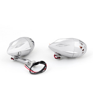 2PCs Turn Signals Grill Bullet Amber Indicator Lights Lamp Universal, Chrome