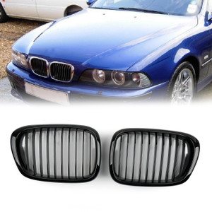 Front Fence Grill Grille ABS Matt Mesh BMW 5-Series E39 (2001-2004) Gloss Black