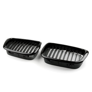 Front Fence Grill Grille ABS Matt Mesh BMW 5-Series E39 (2001-2004) Gloss Black