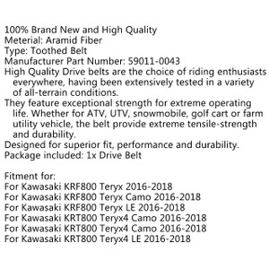 Drive Belt 59011-0043 For Kawasaki KRF800 Teryx Camo/LE, Teryx4 Camo/LE (16-18) Black